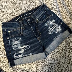american eagle high-rise ripped shortie